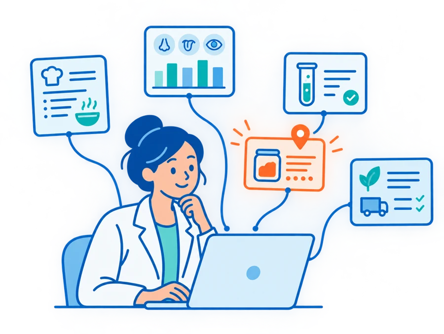 Illustration of a food technologist at work